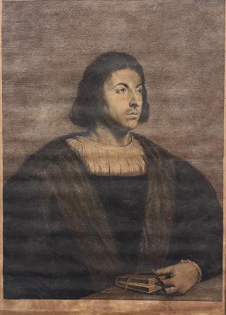 Art work by  Anonimo Giovanni Boccaccio  - print yellow paper 